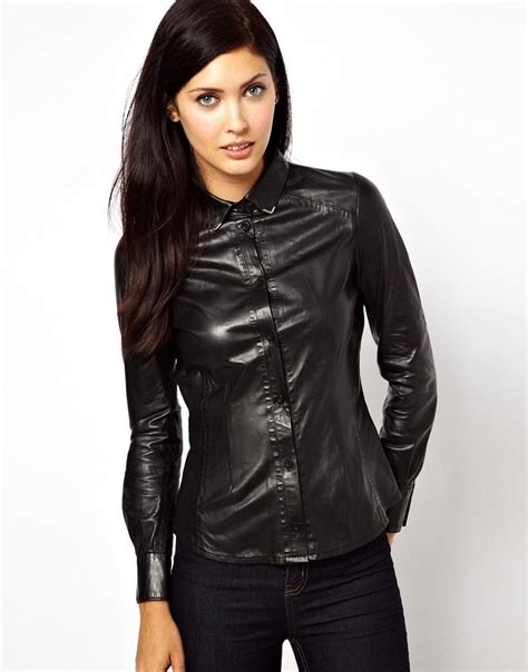 ladies leather blouses|leather shirts for women only.